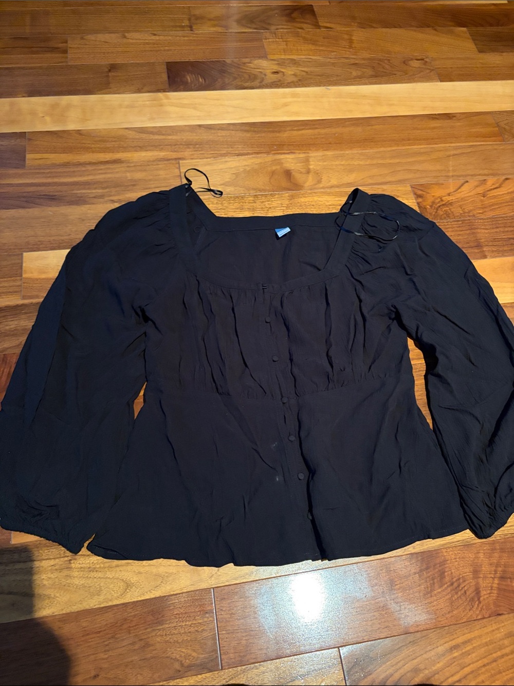 Old Navy Black Square-Neck Button-Front Blouse